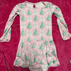 Bums & Roses Pink Christmas Tree Ruffle Dress
